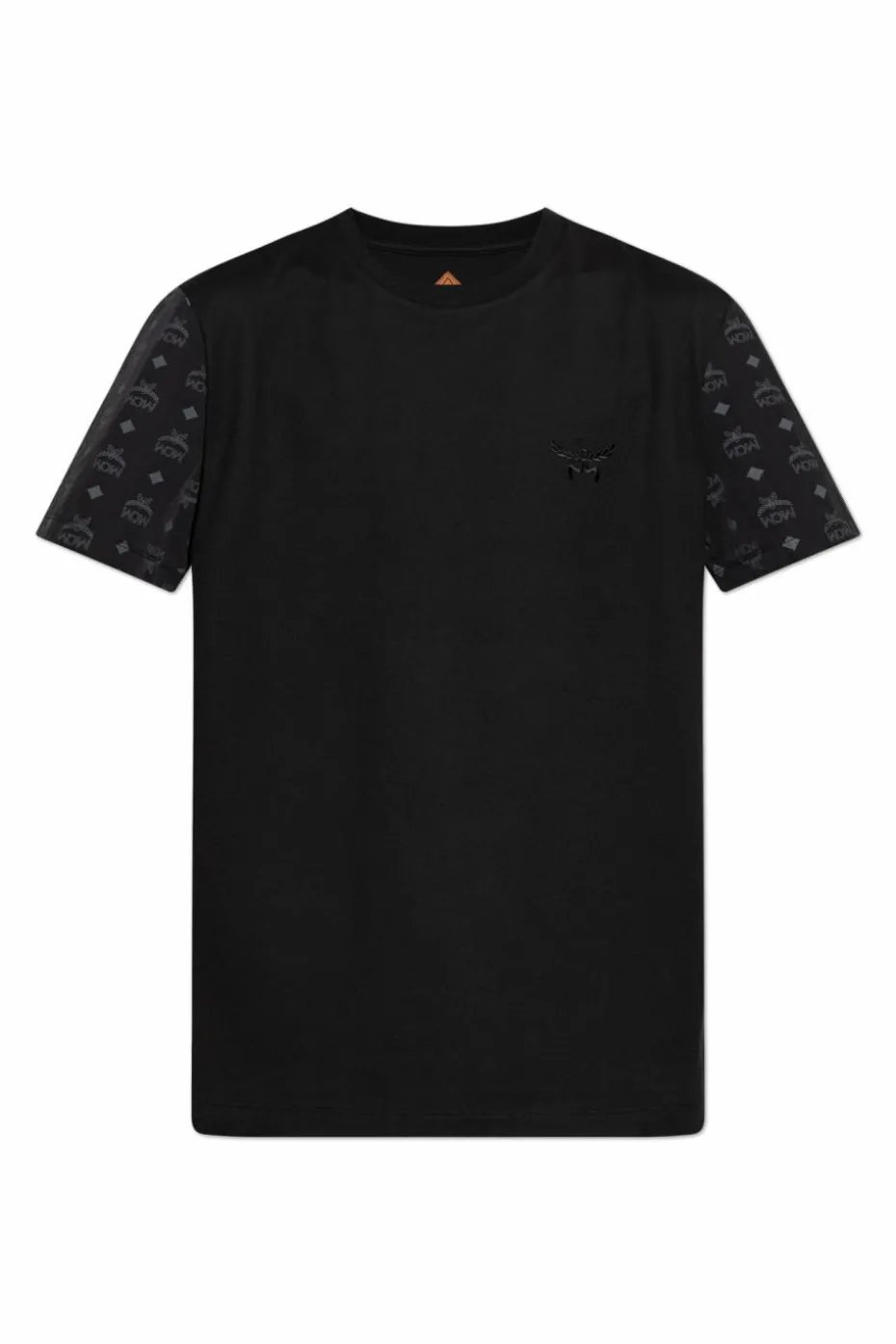 MCM CZARNY T-shirt z łączonych materiałów