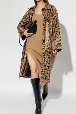 Michael Michael Kors beżowy Płaszcz z motywem zwierzęcym