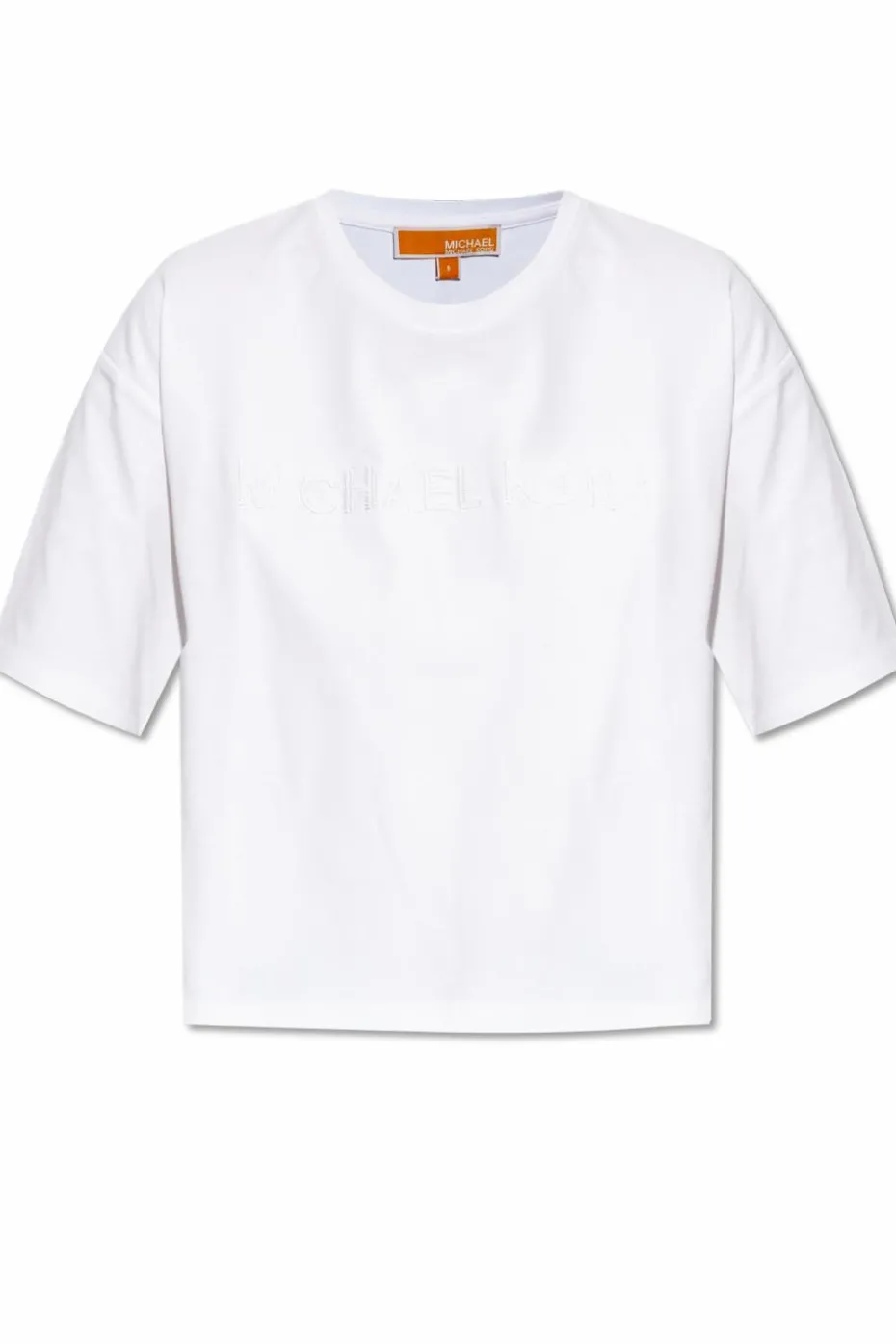 Michael Michael Kors BIAŁY T-shirt o luźnym kroju z wyszytym logo