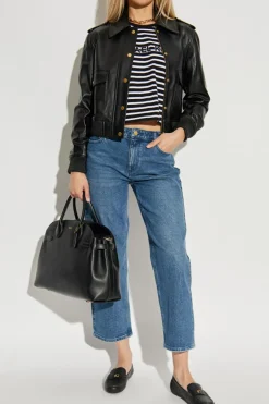 Michael Michael Kors CZARNY Kurtka skórzana z pagonami