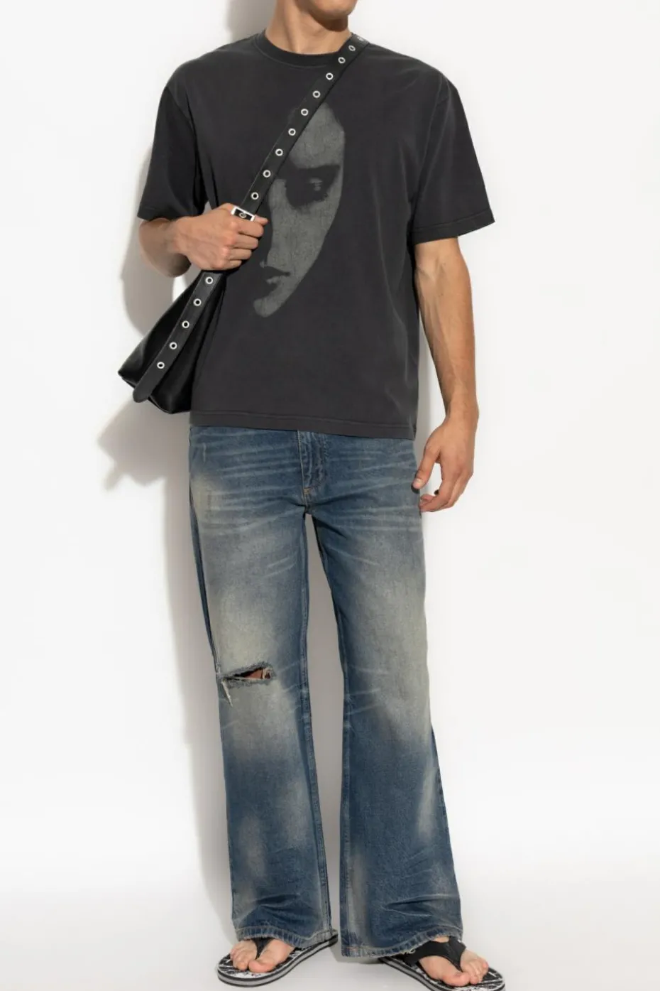 MISBHV CZARNY T-shirt z nadrukiem