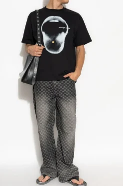 MISBHV CZARNY T-shirt z nadrukiem