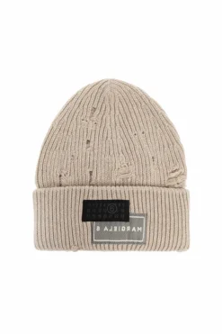 MM6 Maison Margiela beżowy Wełniana czapka
