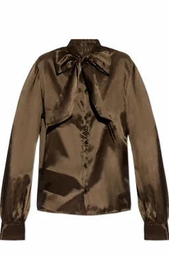 MM6 Maison Margiela BRĄZOWY Top z wiązaniem