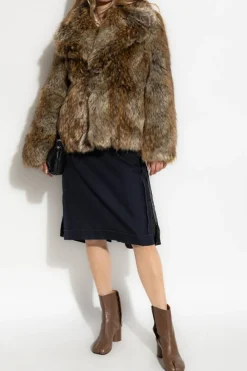 MM6 Maison Margiela BRĄZOWY Sztuczne futro