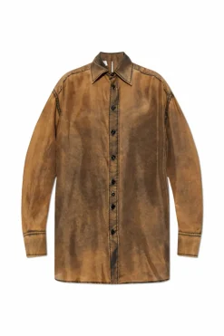 MM6 Maison Margiela BRĄZOWY Jedwabna koszula