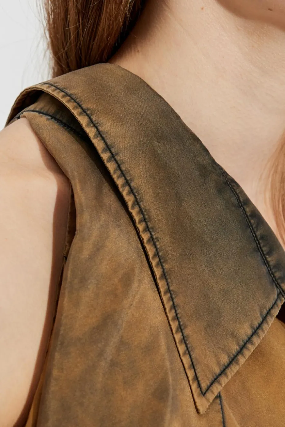 MM6 Maison Margiela BRĄZOWY Jedwabna koszula