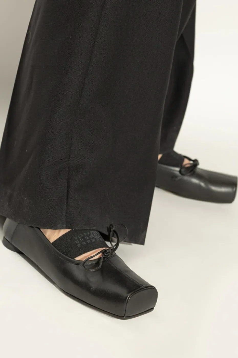 MM6 Maison Margiela CZARNY Skórzane baleriny