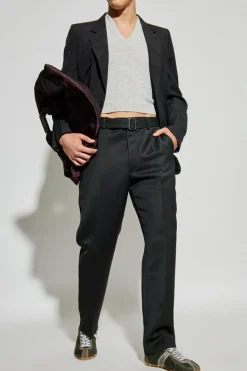 MM6 Maison Margiela CZARNY Spodnie w kant