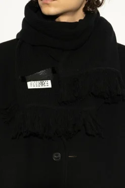 MM6 Maison Margiela CZARNY Szal z logo