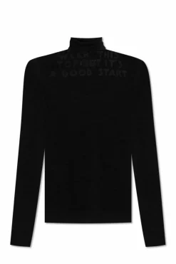 MM6 Maison Margiela CZARNY Cienki wełniany golf