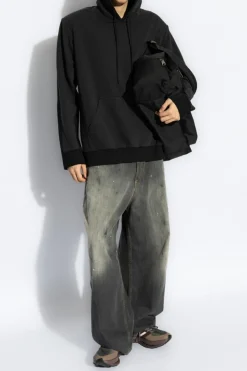 MM6 Maison Margiela CZARNY Bluza z efektem `vintage