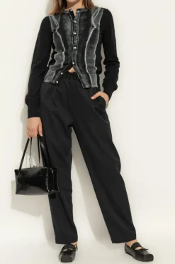 MM6 Maison Margiela CZARNY Kardigan z nadrukiem