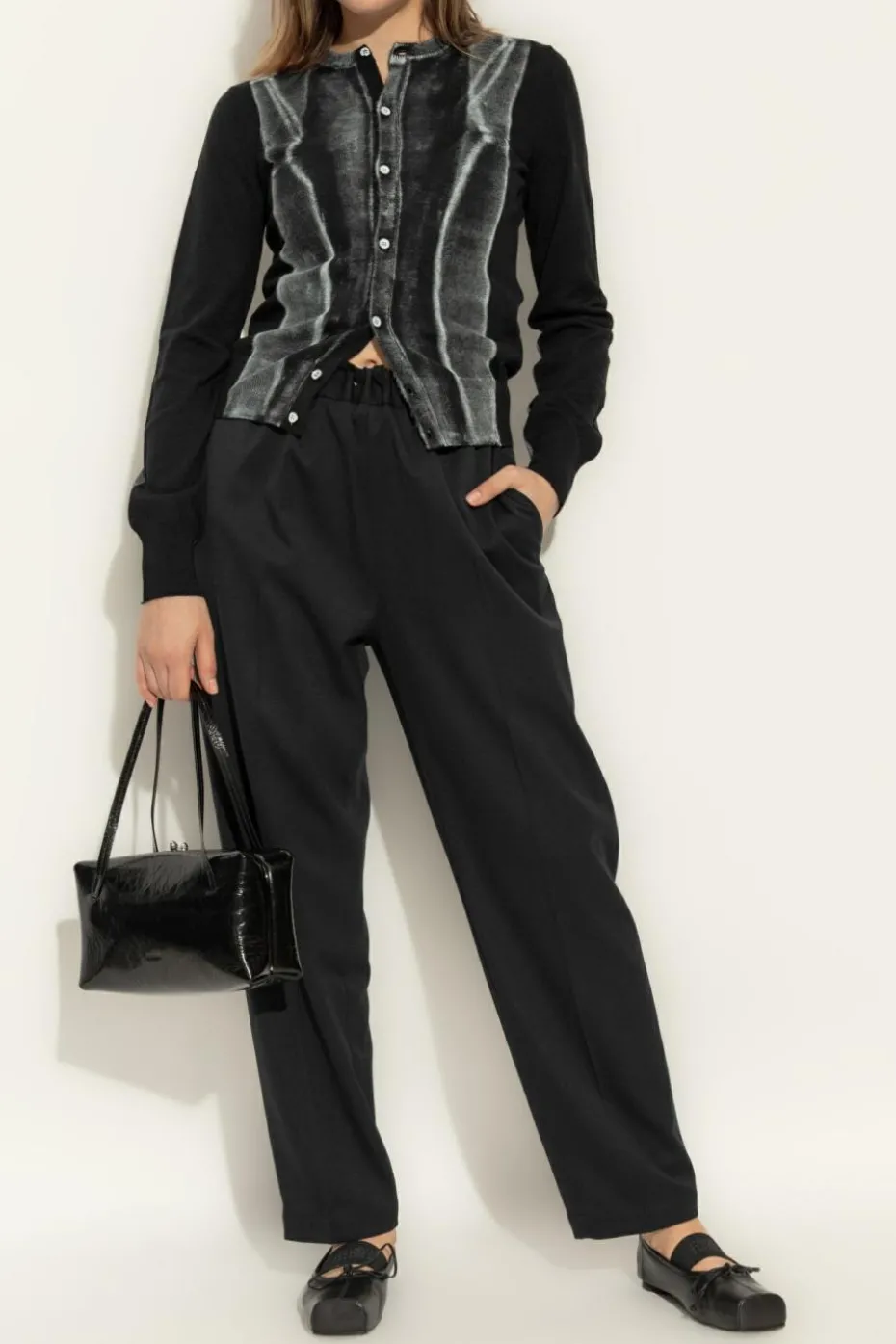 MM6 Maison Margiela CZARNY Kardigan z nadrukiem