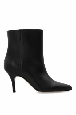 MM6 Maison Margiela CZARNY Skórzane botki na obcasie
