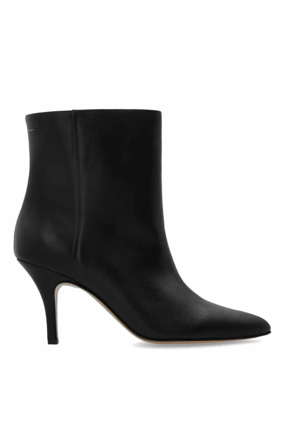 MM6 Maison Margiela CZARNY Skórzane botki na obcasie