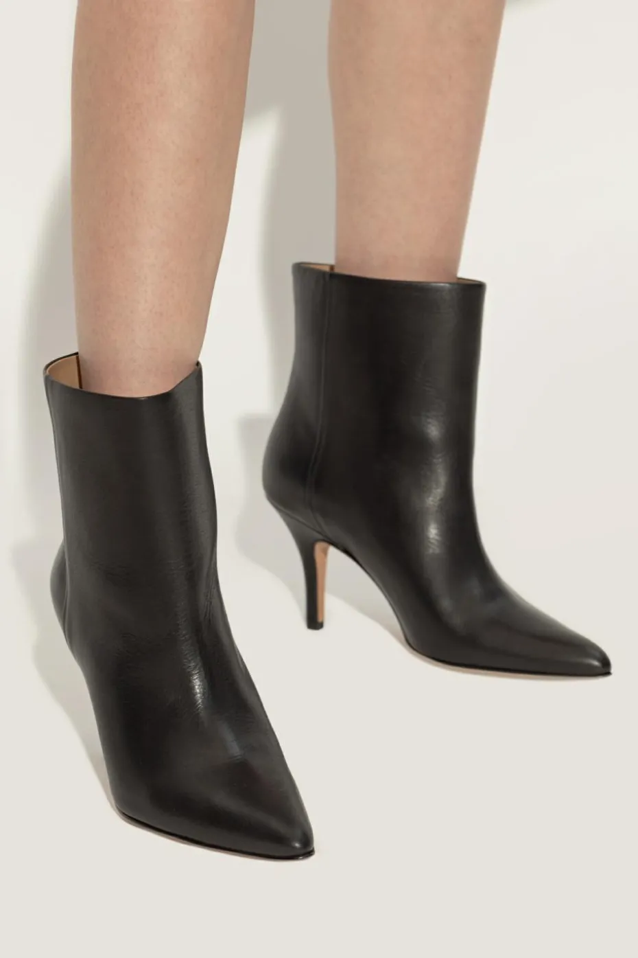 MM6 Maison Margiela CZARNY Skórzane botki na obcasie
