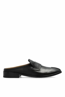 MM6 Maison Margiela CZARNY Skórzane klapki