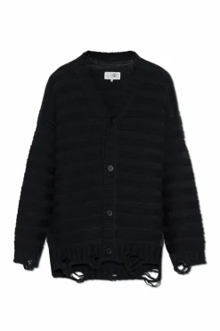 MM6 Maison Margiela CZARNY Kardigan z wełnianym wykończeniem