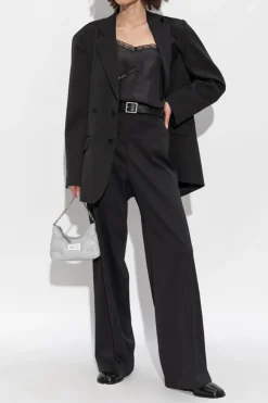 MM6 Maison Margiela CZARNY Jedwabny top na ramiączkach