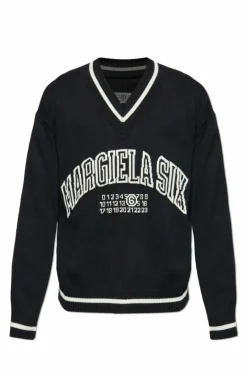 MM6 Maison Margiela CZARNY Sweter z logo