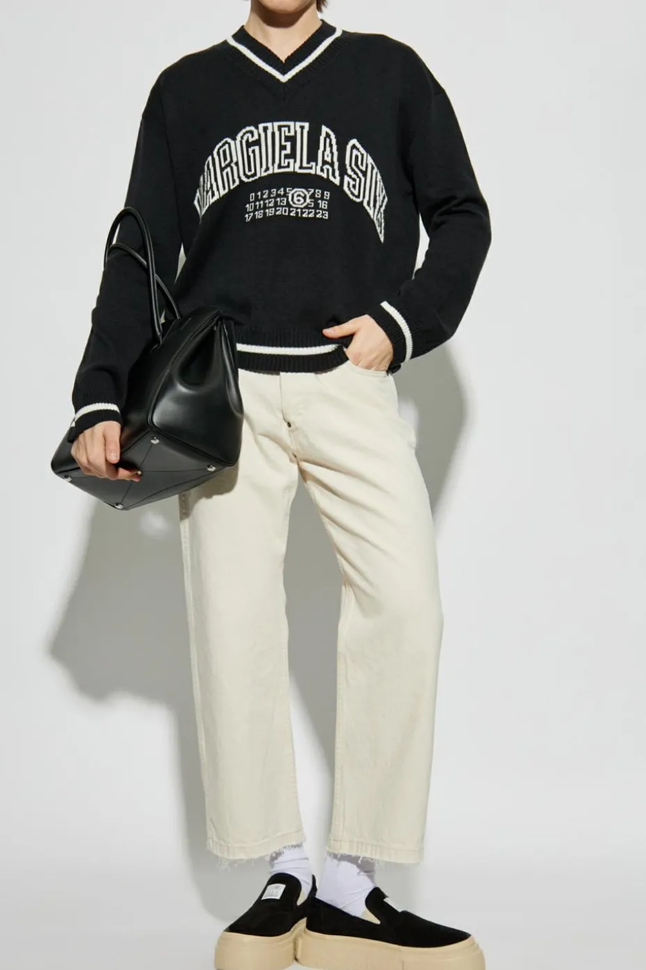 MM6 Maison Margiela CZARNY Sweter z logo