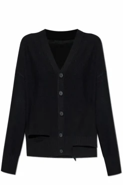 MM6 Maison Margiela CZARNY Kardigan z wełnianym wykończeniem