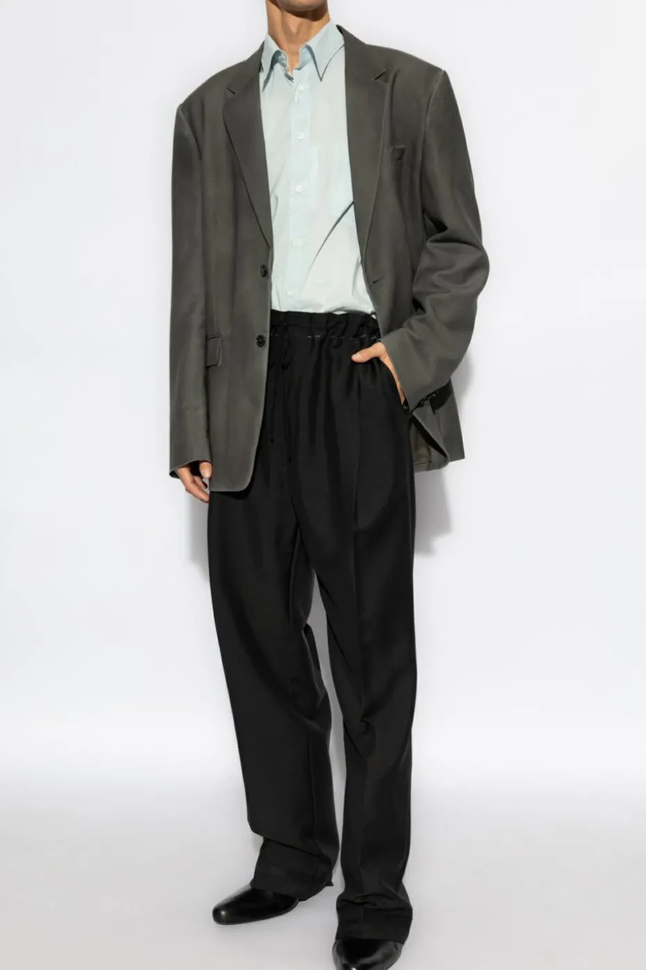 MM6 Maison Margiela jasnoniebieski Koszula z łączonych materiałów