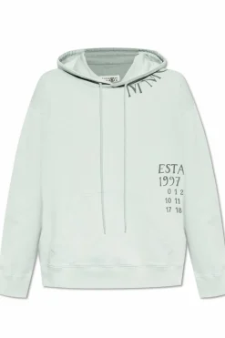 MM6 Maison Margiela jasnoniebieski Bluza z kapturem