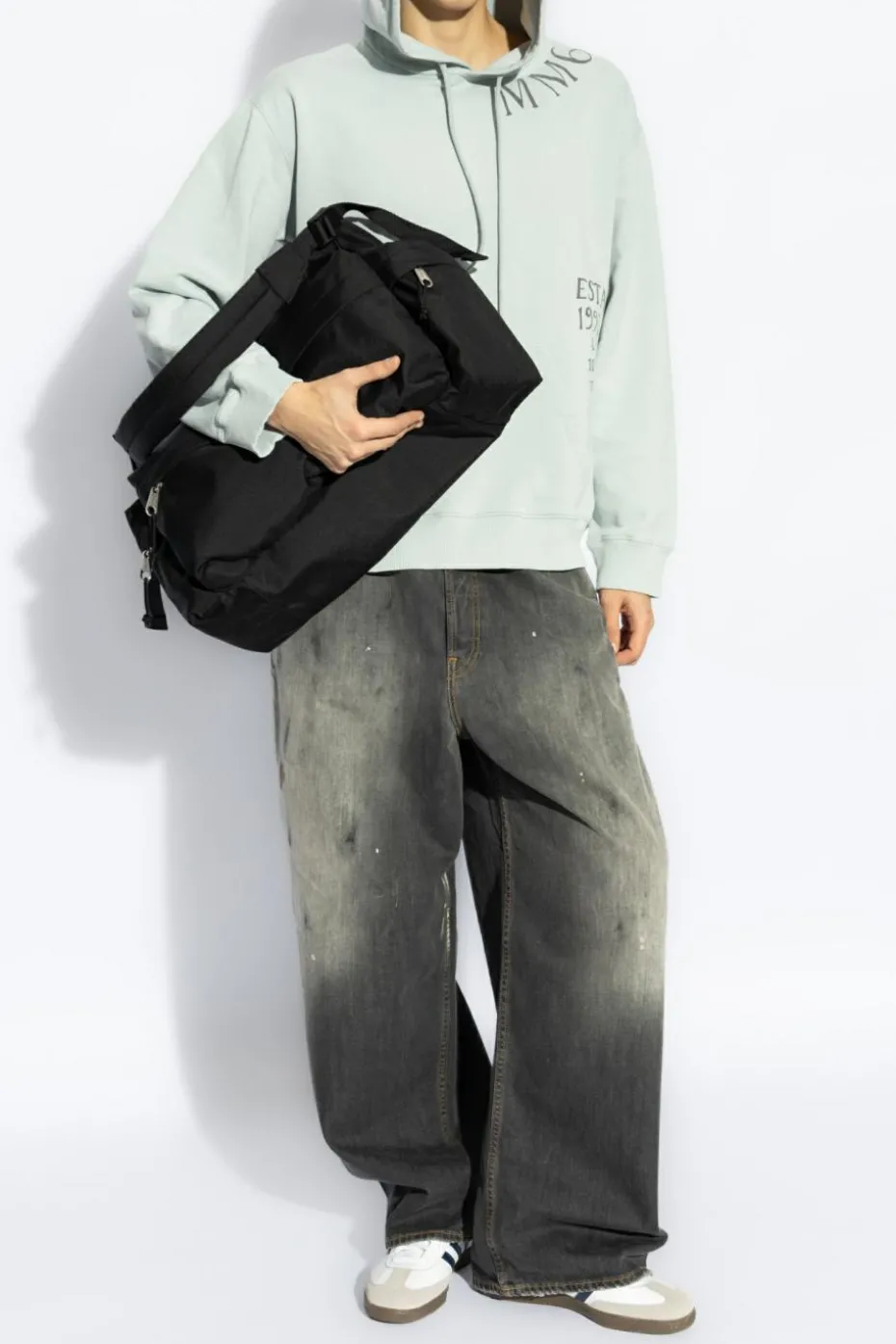 MM6 Maison Margiela jasnoniebieski Bluza z kapturem