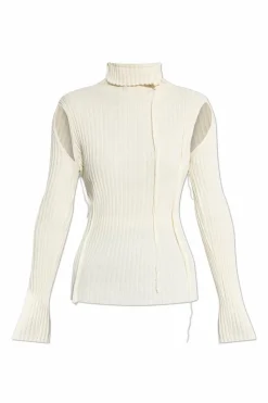 MM6 Maison Margiela kremowy Prążkowany top