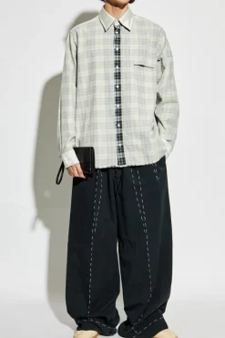 MM6 Maison Margiela kremowy Koszula ze wzorem w kratę