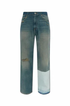 MM6 Maison Margiela NIEBIESKI Jeansy z przetarciami