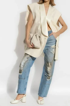 MM6 Maison Margiela NIEBIESKI Jeansy z efektem `vintage`
