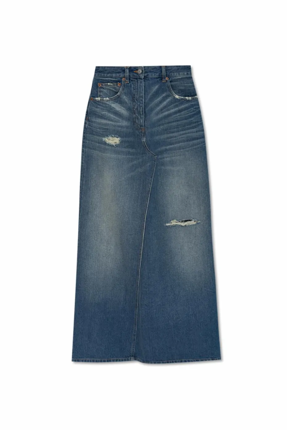 MM6 Maison Margiela NIEBIESKI Jeansowa spódnica z efektem `vintage`
