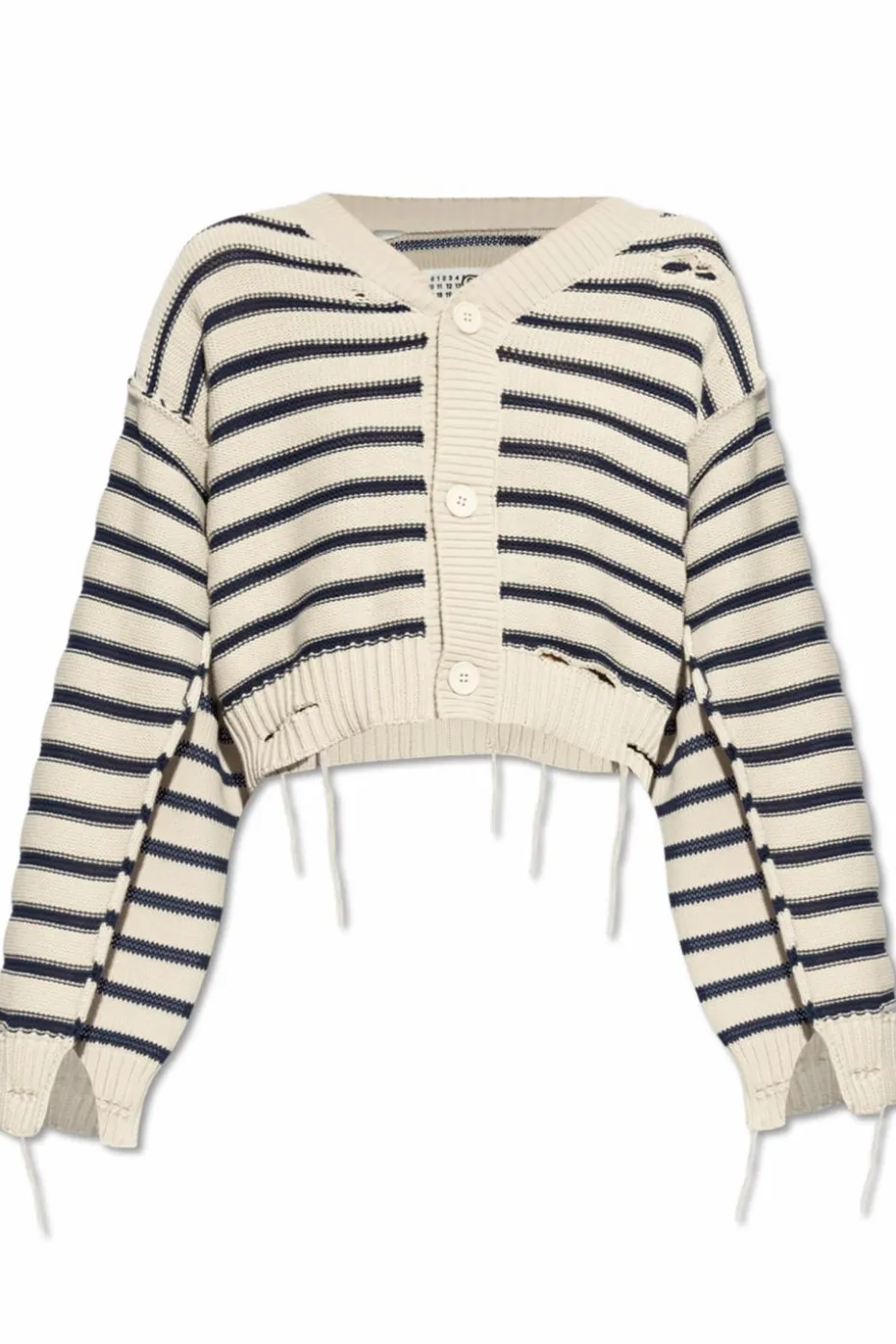 MM6 Maison Margiela SZARY Kardigan z efektem `vintage`