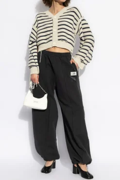 MM6 Maison Margiela SZARY Kardigan z efektem `vintage`