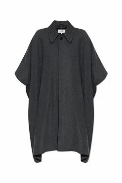 MM6 Maison Margiela SZARY Płaszcz z wełnianym wykończeniem