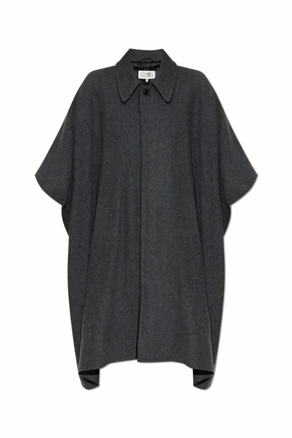 MM6 Maison Margiela SZARY Płaszcz z wełnianym wykończeniem
