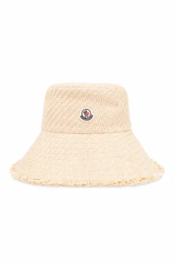 Moncler beżowy Kapelusz z naszywką z logo