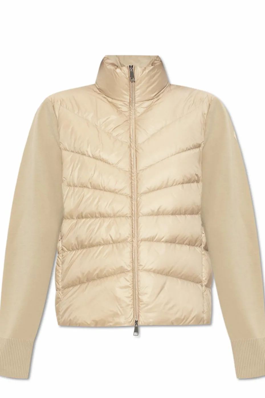 Moncler beżowy Kardigan z puchową wstawką