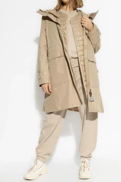 Moncler beżowy Płaszcz z puchową kamizelka