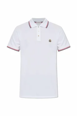 Moncler BIAŁY Bawełniane polo