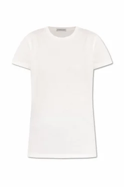 Moncler BIAŁY Bawełniany t-shirt z okrągłym dekoltem