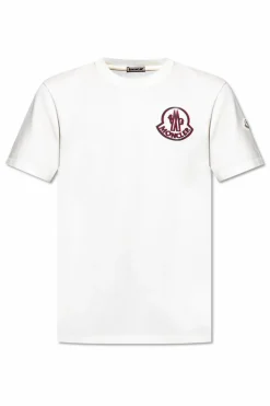 Moncler BIAŁY T-shirt z nadrukowanym logo
