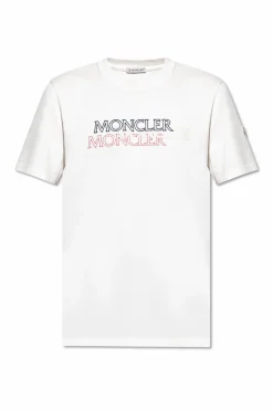 Moncler BIAŁY T-shirt z nadrukowanym logo