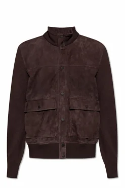 Moncler BRĄZOWY Kardigan z zamszowym przodem