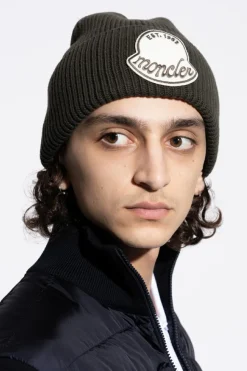 Moncler BRĄZOWY Wełniana czapka