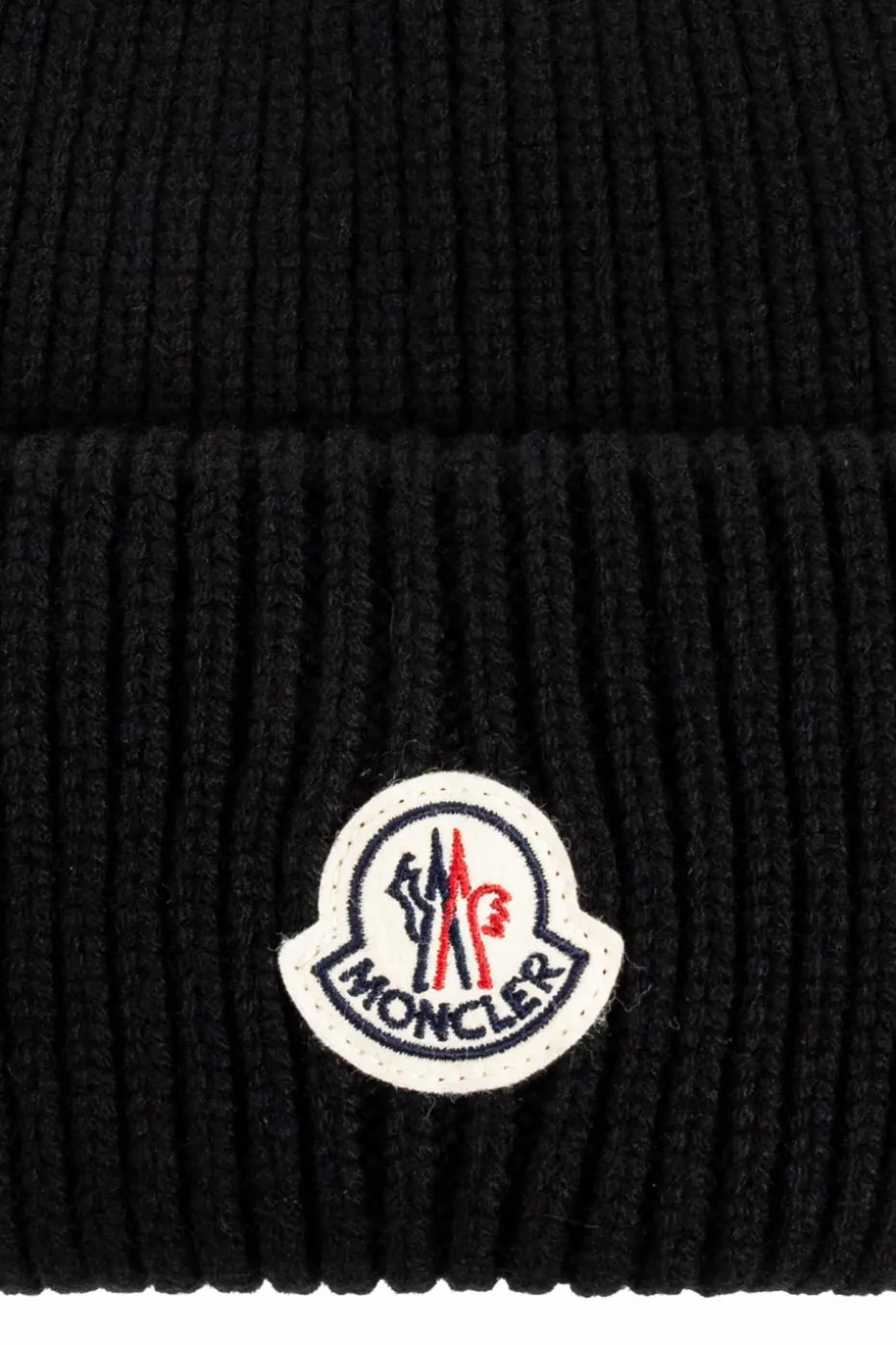 Moncler CZARNY Czapka z naszywką z logo