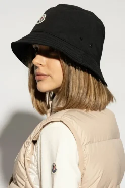 Moncler CZARNY Kapelusz z naszywką z logo